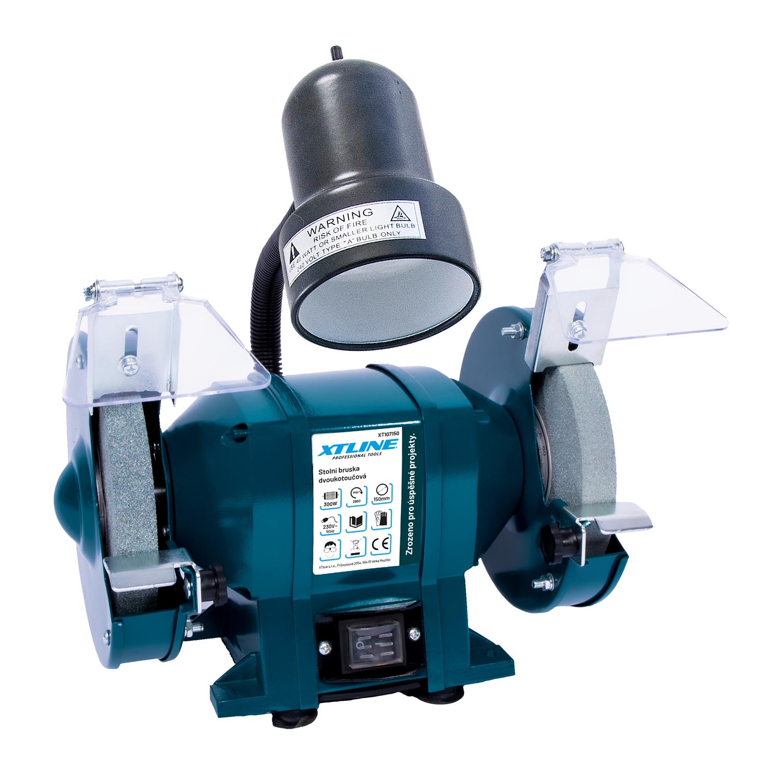 XTline Bruska el. stolní dvoukotoučová 150mm/300W + svítidlo 40W XT107150