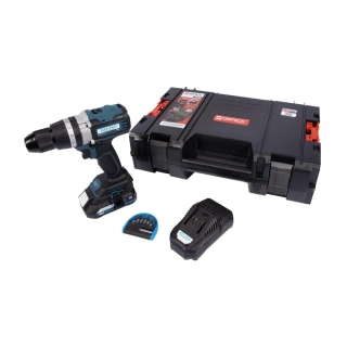 XTLINE Aku vrtačka s příklepem bezuhlíková 18 V, 70 Nm + baterie 2.0 Ah + nabíječka 2.4A XT102805-1B2B